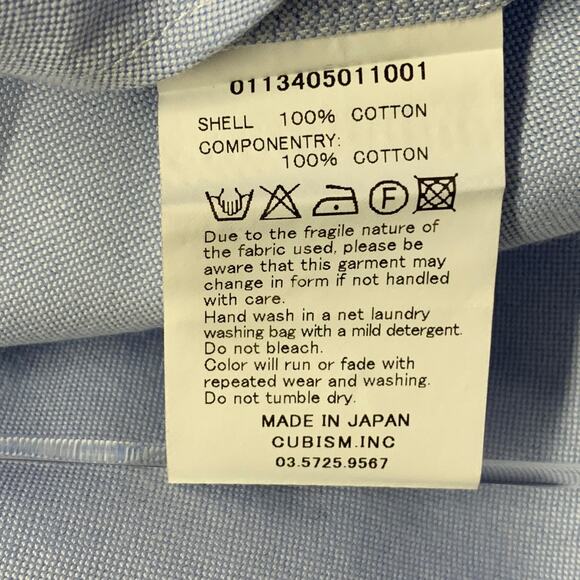 VISVIM Size M Blue Cream Contrast Trim Cotton One Pocket Long Sleeve Shirt - Picture 6 of 7